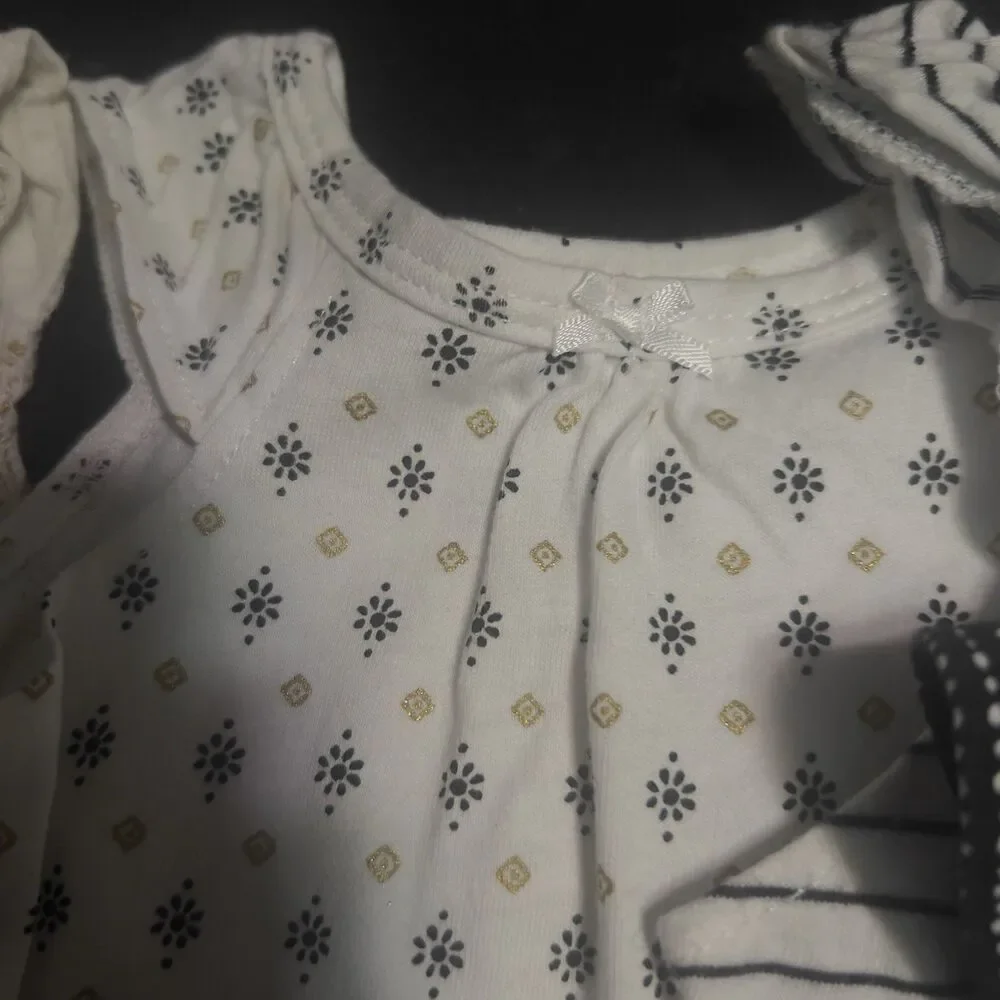 NEW Carters 5pc Set -Newborn-3m Baby Girl Dressy Romper Polkadots Stripes